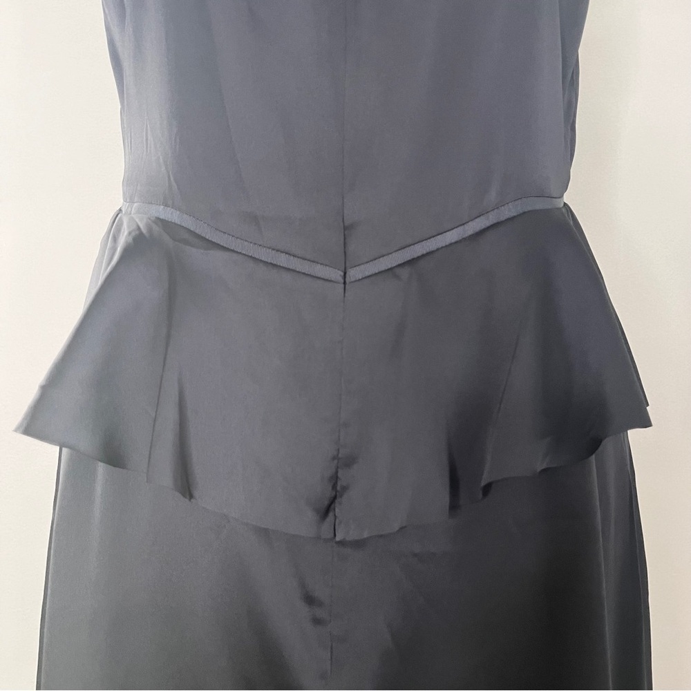 Banana Republic Knee Length Peplum Waist Satin Dress Size 16 Tall Dark Gray - Picture 9 of 11